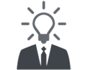 icon of suit with lightbulb for a head